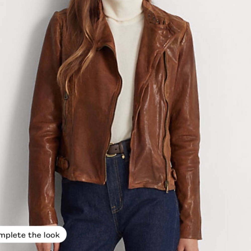 X:Lauren Ralph Lauren Burnished Leather Jacket